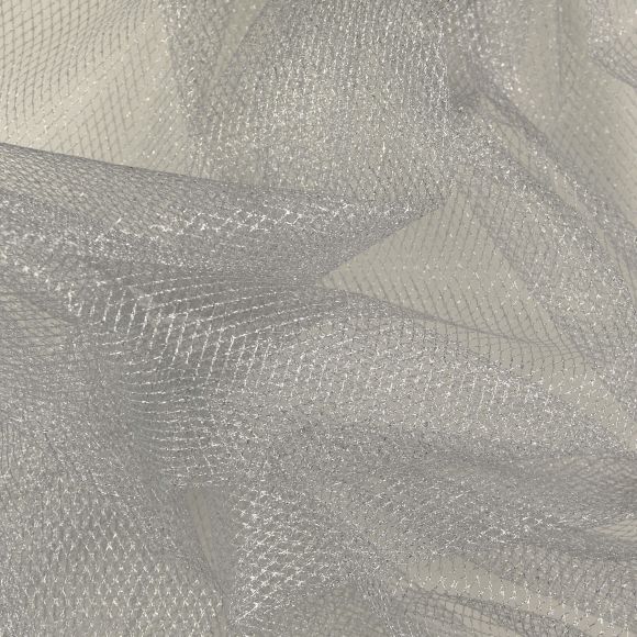 Tüll-Stoff "Glitter" (silber)
