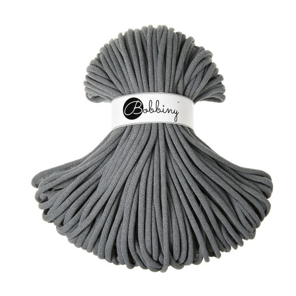 Fil macramé en coton recyclé "Jumbo Ø 9 mm - steel" (gris acier) de Bobbiny