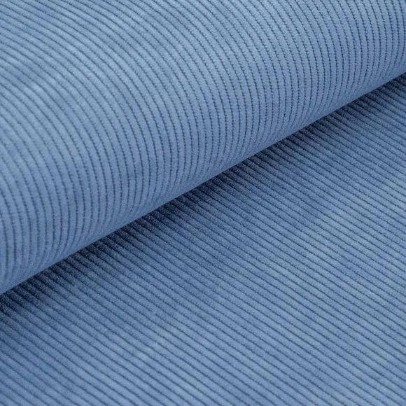 Tissu d'ameublement/décoration - velours côtelé "uni" (bleu jean)