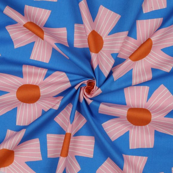 Voile de coton "Sunny Days" (bleu ciel-rose clair/orange) de Nerida Hansen