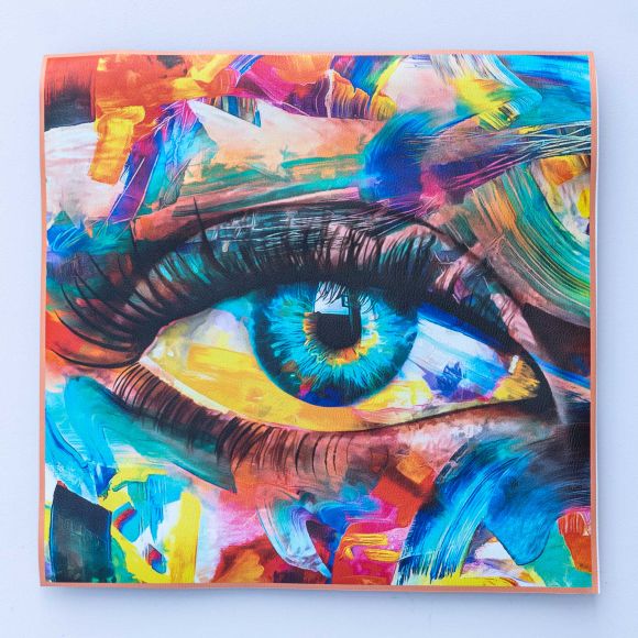 Kunstleder Nappa Panel "Auge" 44 x 44 cm (bunt)