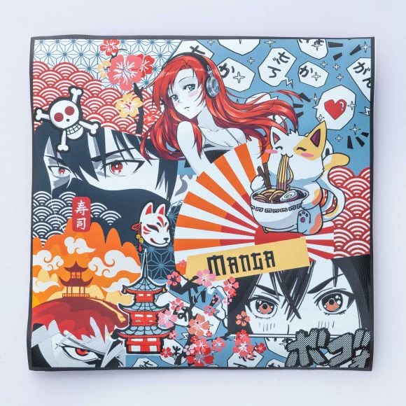 Kunstleder Nappa Panel "Manga" 44 x 44 cm (bunt)