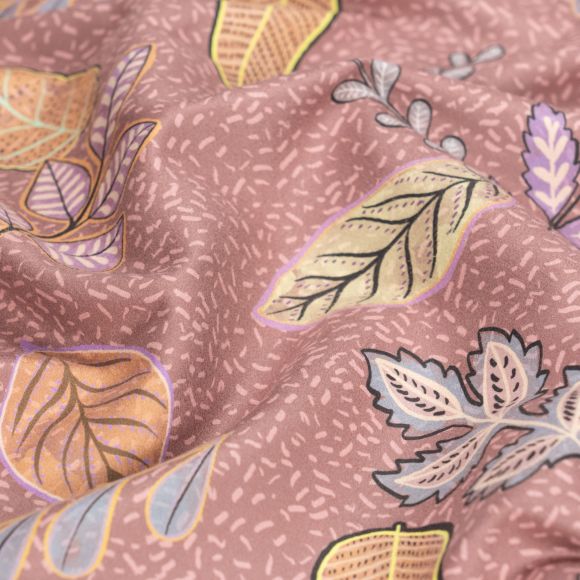Tissu microfibres "Serviette de bain - Autumn Leaves (bois de rose/brun/lilas)