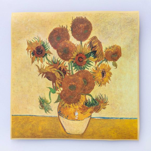 Kunstleder Nappa Panel "Arty - Sonnenblumen" 44 x 44 cm (gelb)