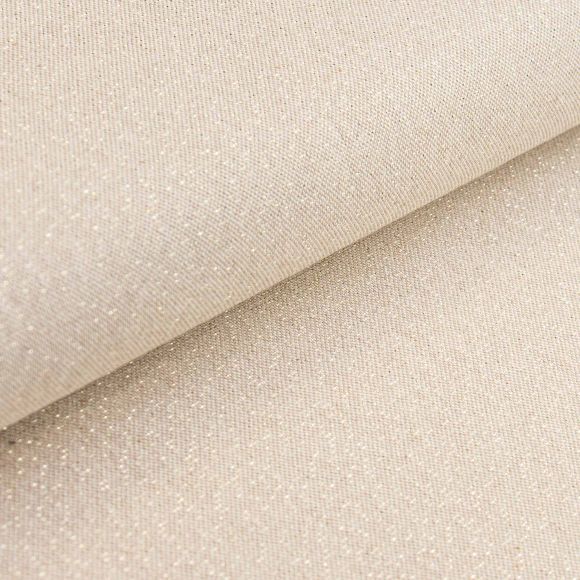 Canvas Baumwolle "Linen Look - Lurex" (natur/taupe-gold)