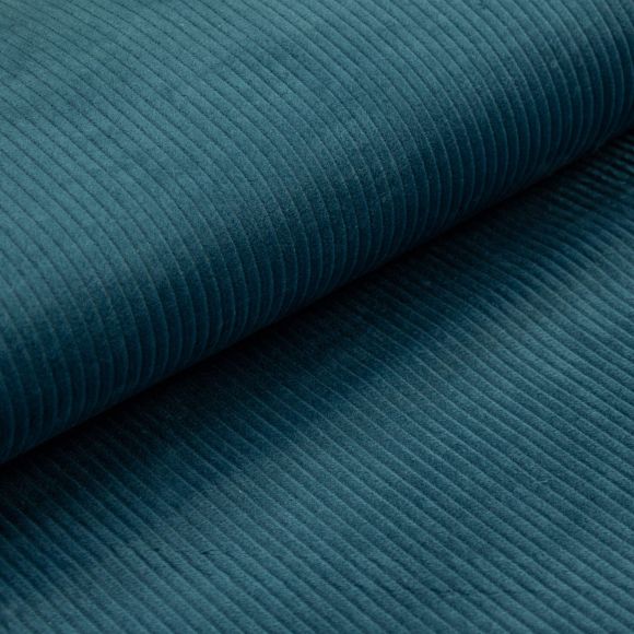 80 cm reste // Velours à grosses côtes coton "washed" (pétrole bleu)