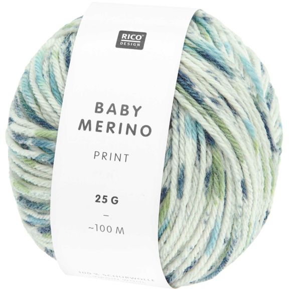Laine bébé - Rico Baby Merino Print (bleu-vert)