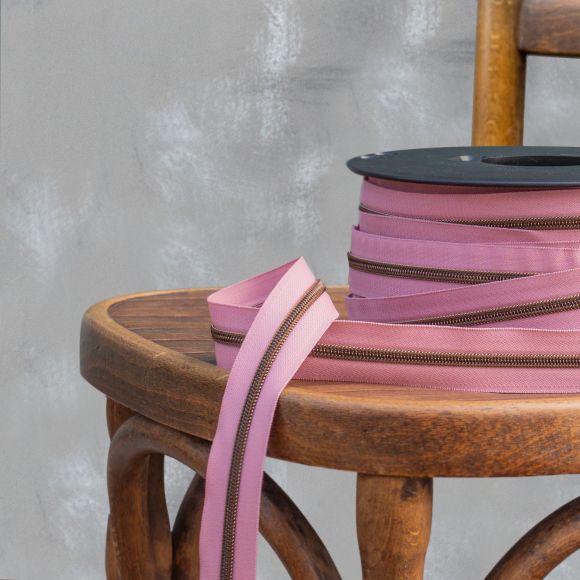 Fermeture éclair au mètre "Flex Metallic Look" (vieux rose/laiton) de riri