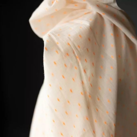 Coton "Acid Pop Dobby - indian cotton" (offwhite-orange fluo) de MERCHANT & MILLS