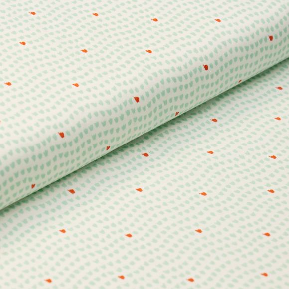 Bio-Baumwolle "All That Wander/Mosaic" (offwhite-mint/orangerot) von Cloud9 Fabrics