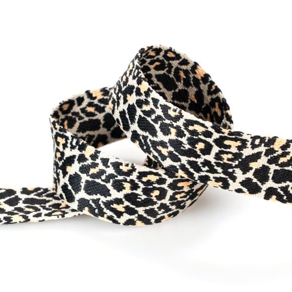 Gurtband "Leopard" 38 mm (ecru-beige/schwarz)