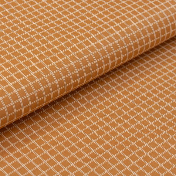 Toile cirée - coton enduit “Téflon - Grid/mini carreaux” (caramel-blanc)