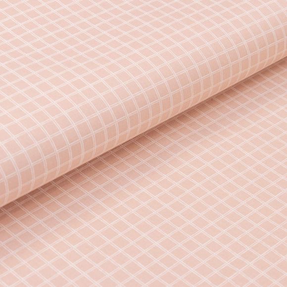 Toile cirée - coton enduit “Téflon - Grid/mini carreaux” (rose poudre-blanc)