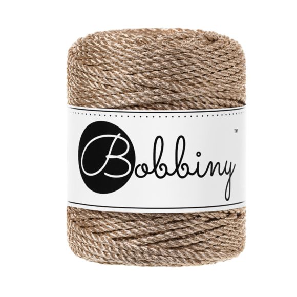 Makramee-Garn Baumwolle "Metallic Rope Ø 3 mm - champagne" (champagner) von Bobbiny