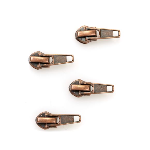 Zip/tirette - pour fermeture éclair "Metallic Look", lot de 4 (cuivré)