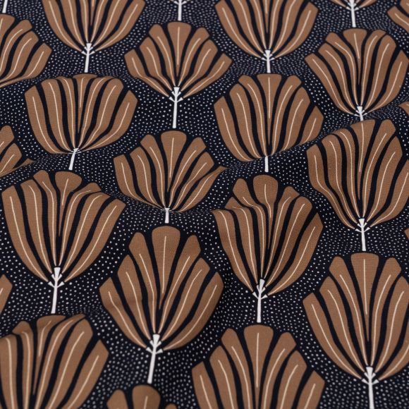 Toile en coton bio "Grassroots/Maxwell" (bleu foncé-marron/écru) de Cloud9 Fabrics