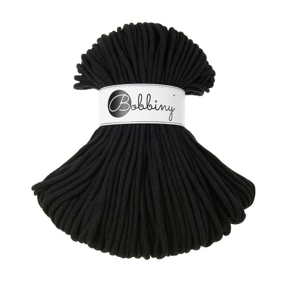 Fil macramé en coton recyclé "Premium Ø 5 mm - black" (noir) de Bobbiny