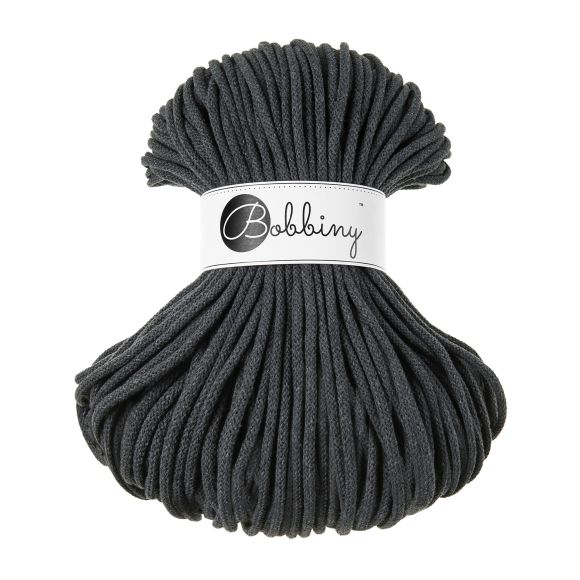 Fil macramé en coton recyclé "Premium Ø 5 mm - charcoal" (anthracite) de Bobbiny