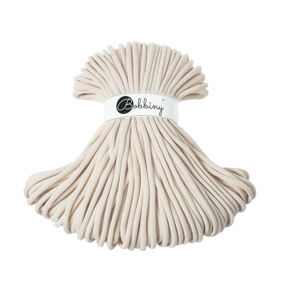 Fil macramé en coton recyclé "Jumbo Ø 9 mm - natural" (écru) de Bobbiny