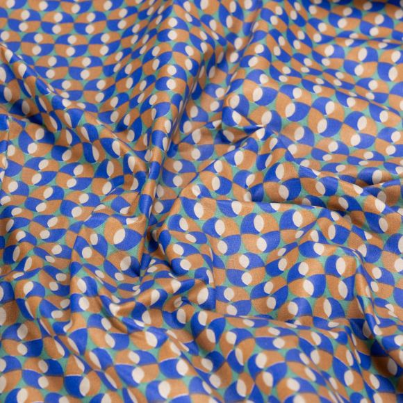 Wachstuch - Baumwolle beschichtet "Retro/Schnittpunkte" (mint-blau/hellbraun)