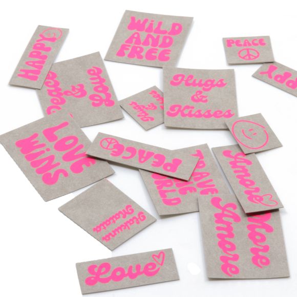 SnapPap Labels / Etiketten "Hippie" Bogen mit 40 Labels (grau-pink)
