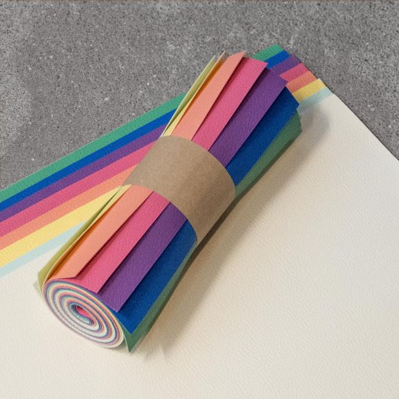 Kunstlederpaket "Rainbow - Nappa Basic” 8-teilig (rosa/blau/gelb)
