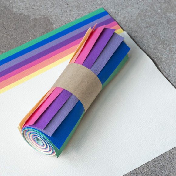 Kunstlederpaket "Rainbow - Nappa Basic” 8-teilig (rosa/blau/gelb)