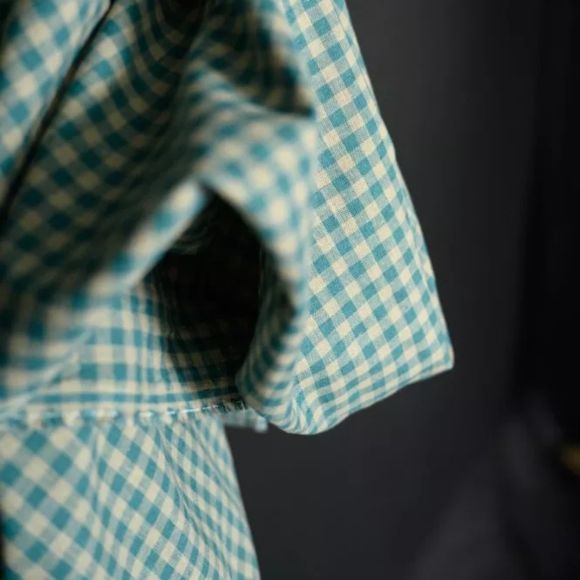 Tissu en coton/lin - fils teintés "Maria Teal/Gingham" (beige-pétrole) de MERCHANT & MILLS