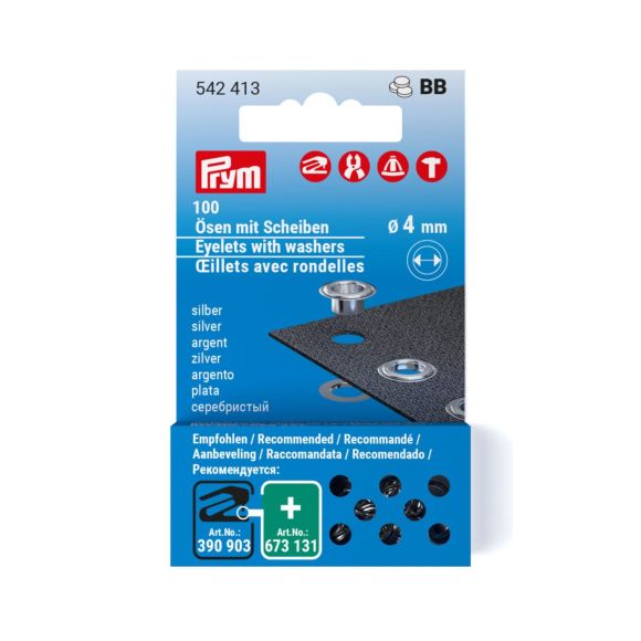 PRYM Œillets Ø 4 mm, 100 pièces recharge (argenté) 542413