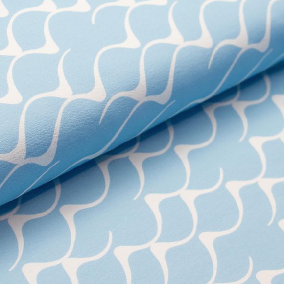 Sweat d'été - french terry coton bio "Brise marine" (bleu clair-offwhite) de lillestoff