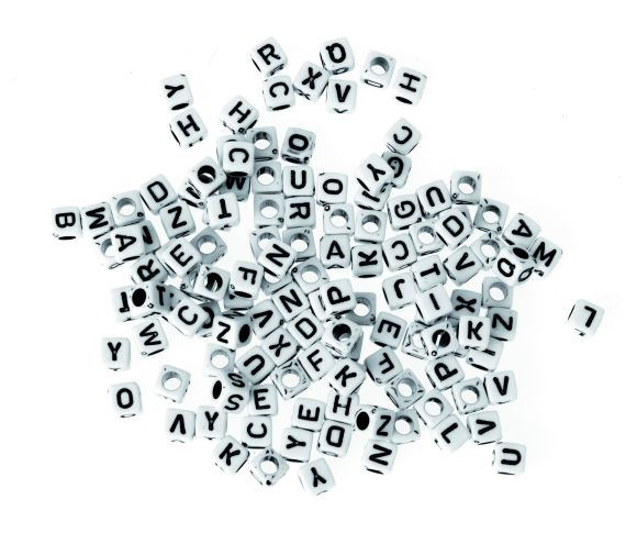 Kunststoffperlen Alphabet "A-Z" Ø 5 mm, 50 g (weiss-schwarz)