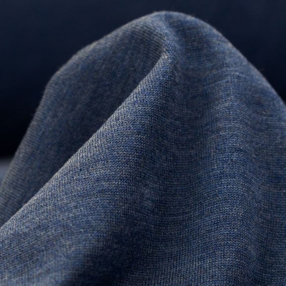 70 cm reste // Jersey de soie de mûrier/coton bio "Smooth" (bleu chiné)