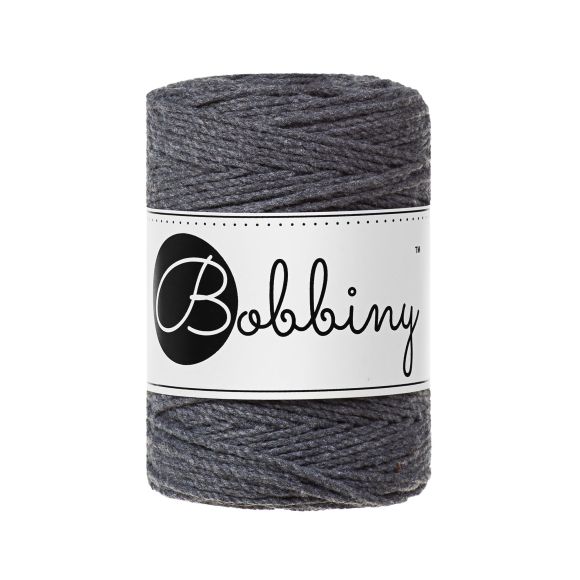 Fil macramé en coton recyclé "Rope Ø 1.5 mm - charcoal" (anthracite) de Bobbiny