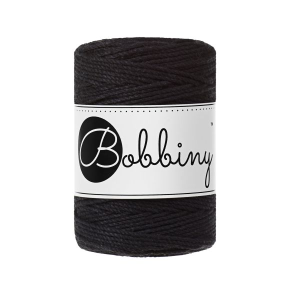 Recycling Makramee-Garn Baumwolle "Rope Ø 1.5 mm - black" (schwarz) von Bobbiny