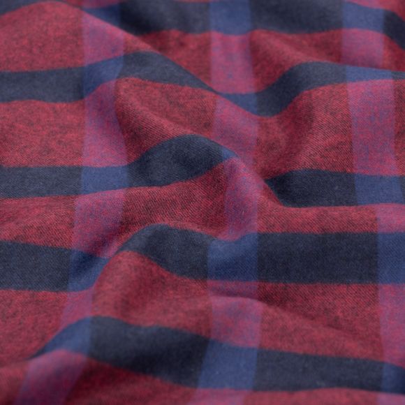 Flanell Baumwolle "Maverick/Karo" (dunkelrot-nachtblau/pink von SWAFING