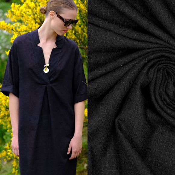 Baumwolle "Dobby Check/Grid - Christine/London Fibre Mood" (schwarz)