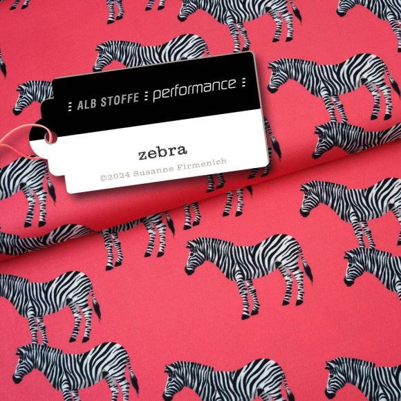 Sportjersey Trevira Bioactive "Performance - Zebra" (koralle-schwarz/weiss) von ALBSTOFFE