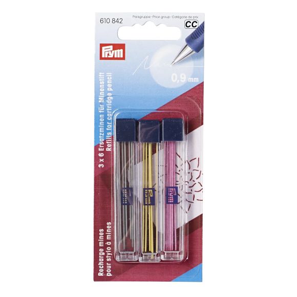 PRYM - Mines de rechange pour stylo à mines "extrafin - 0.9 mm" (multicolore) 610842