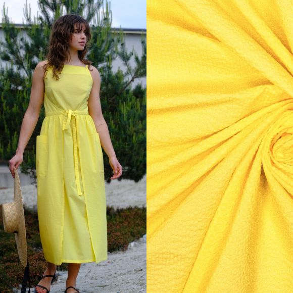 Seersucker coton "Bubble Stripes - Khloe Fibre Mood" (jaune)