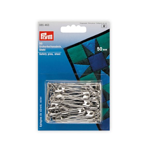 PRYM Épingles de sûreté 50 mm - Set de 12 pces (argenté) 085202