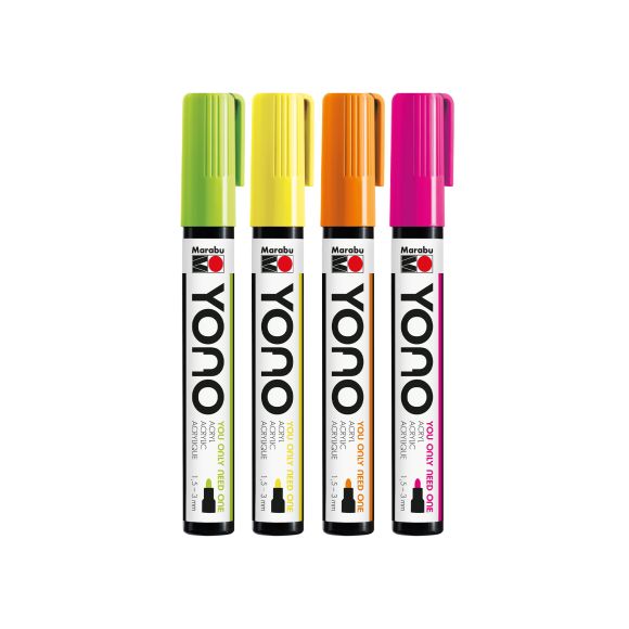 Marabu - feutres acryliques  "YONO - Neon" 1.5 - 3 mm,  lot de 4 feutres fluo