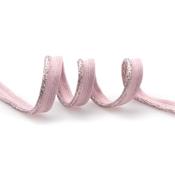 Passepoil "Lurex deluxe" 10 mm  - pièce à 1 m  (or rose-rose poudre)