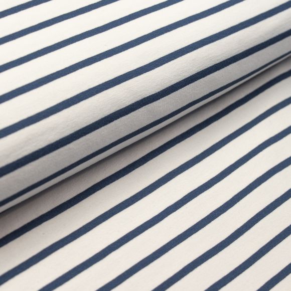 Sweat d'été en coton - french terry "Stripes/rayures" (offwhite-bleu)