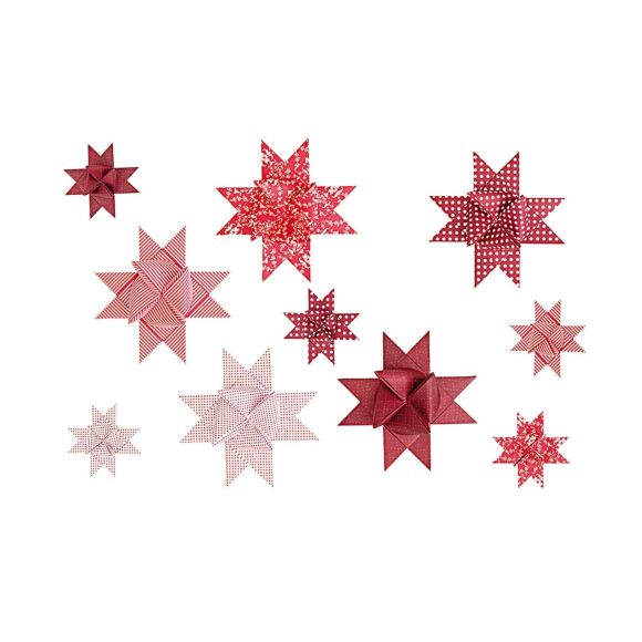 Étoiles Froebel "Mix" kit avec 60 bandes papier (rouge/blanc), 120 g/m2 de RICO DESIGN