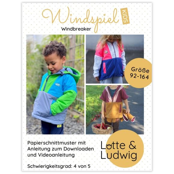 Schnittmuster Kinder Windbreaker "Windspiel" Gr. 92-164 von Lotte & Ludwig