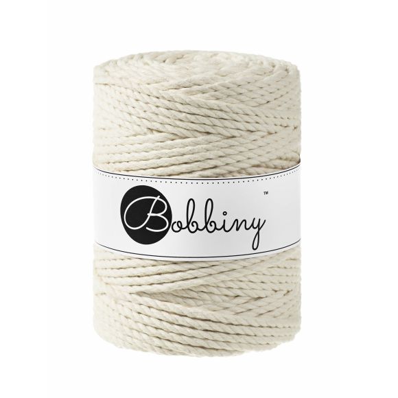 Recycling Makramee-Garn Baumwolle "Rope Ø 5 mm - natural" (ecru) von Bobbiny