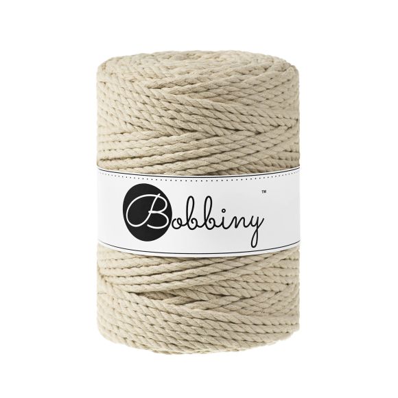 Recycling Makramee-Garn Baumwolle "Rope Ø 5 mm - beige" (hellbeige) von Bobbiny