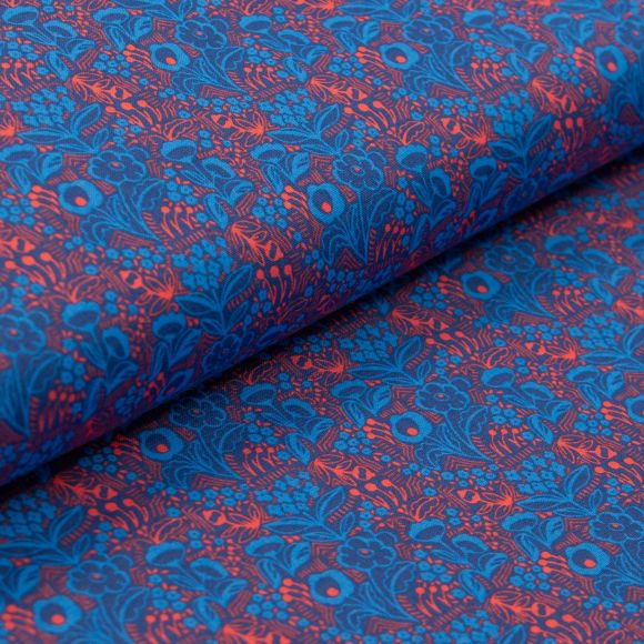 Coton "Dream Ensemble /Tea Garden Kiss" (bleu foncé-bleu/corail) de COTTON+STEEL