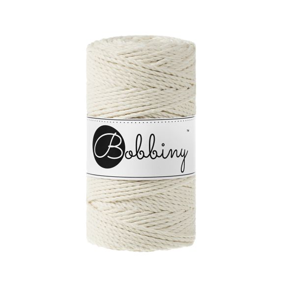 Recycling Makramee-Garn Baumwolle "Rope Ø 3 mm - natural" (ecru) von Bobbiny