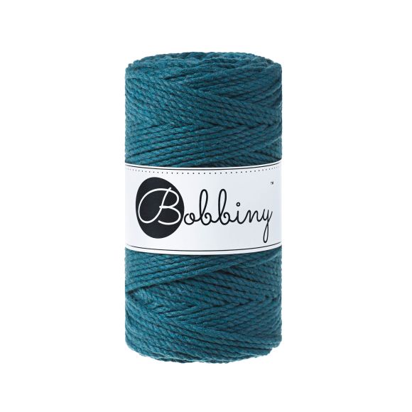 Recycling Makramee-Garn Baumwolle "Rope Ø 3 mm - peacock blue" (petrolblau) von Bobbiny